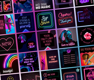 Neon Sign Instagram Post Templates canva instagram instagram posts neon neon sign social media templates