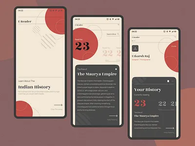 History Reading App app graphic design typography ui ux