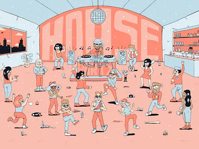House Party characters graphic design house house music illustration music party supremeninja
