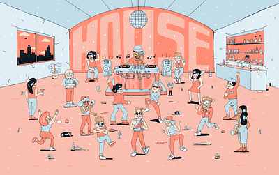 House Party characters graphic design house house music illustration music party supremeninja