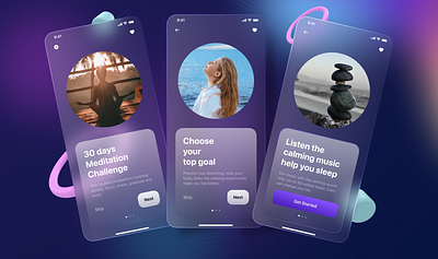 Meditation Mobile App Onboarding UI application design meditation mobile onboarding relax ui ux yoga