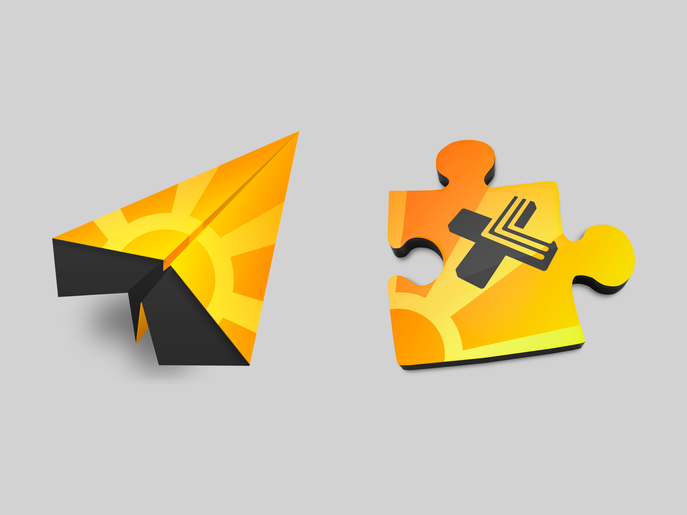 Daylite: User Interface Icon Design 3d app black icon logo mac mail orange os x photo illustrative plugin ui yellow