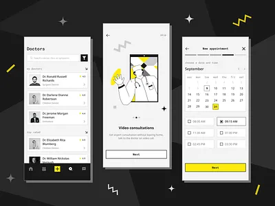 Doctor Appointment App appdesign booking branding calendar dentist graphic design health healthcare illustration medicine mobile app scheduler ui ux