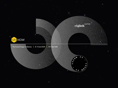 UxNow - The Eighth Chapter black branding conference design grain lines minimal noise stars ui ux white yellow