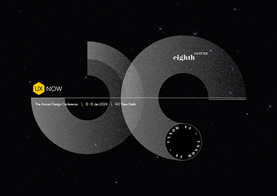 UxNow - The Eighth Chapter black branding conference design grain lines minimal noise stars ui ux white yellow