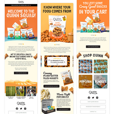 Quinn Snacks - Newsletter Design branding design email email design email marketing graphic design illustration