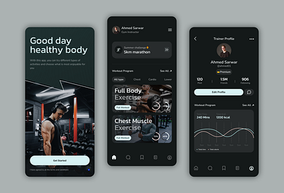 Gym App UI 3d app design app ui branding design graphic design illustration logo ui ux