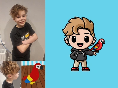 Harry Avatar avatar boy caricature cartoon character chibi comic cool cute hoodie human illustration kid male mascot parrot pet profile simple teenager