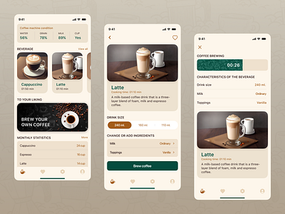 Controlling the coffee machine app cappuccino coffee coffee app coffee machine design espresso food latte mobile mobile app ui uidesign ux