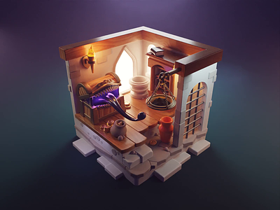 Dungeons and Dragons Illustration Tutorial 3d blender diorama dnd dungeons and dragons illustration isometric process render tutorial