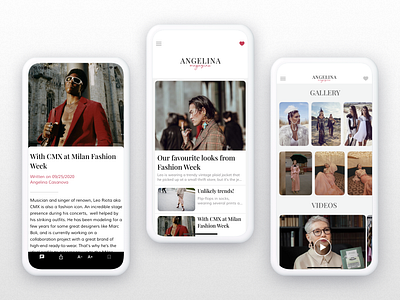 Angelina - News Mobile App for iOS and Android android app app builder app store application apps articles content design system google play ios magazine mobile app mobile apps native apps news newspaper pwa ui ux