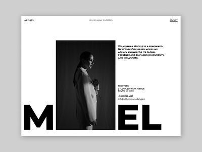 Model Agency website agency branding business clean concept dailyui design fashion figma graphic design landing page minimalistic modelling typography ui uidesign web design webpage website