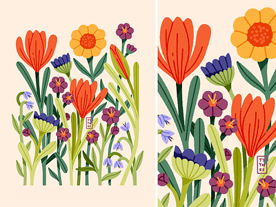 Overgrown beautiful bells daisy design digital flowers garden illustration minimal overgrown procreate simple summer tulips