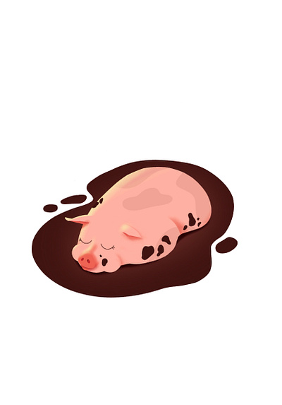 Pig on mud brown childrens book chubby colorful cute illustration kid kidlit mud muddy pig piglet pink