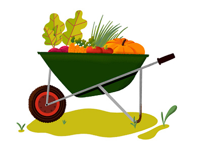 Wheelbarrow carrot colorful design farm green illustration minimal products pumpkin tomatoes turnip ui vegetables veggies wheelbarrow