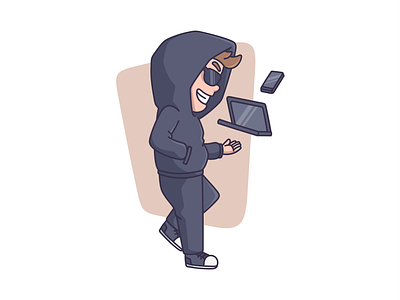 A Hacker cartoon character cute drawing hacker illustration mascot