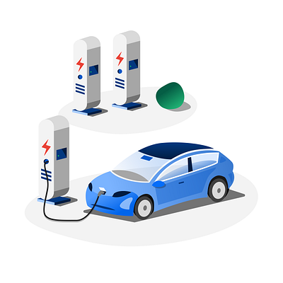 Electric car charging figma illustration minimal ui vector