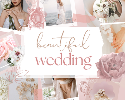 Wedding Business Collage Design business canva collage digital collage floral font pairing photo collage pink rose templates wedding