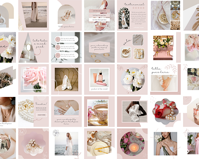 Luxury E-commerce Instagram Canva Templates beige business canva instagram luxury pink retail rose gold social media templates