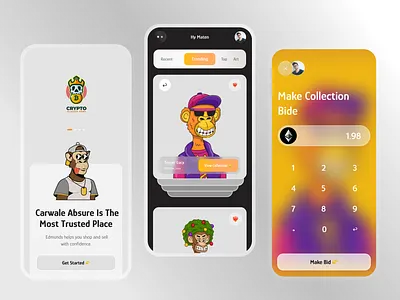 NFT Marketplace - Mobile App 3d animation app design blockchain branding crypto design ft graphic design illustration logo marketplace motion graphics nft ui ux vector