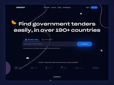 Bid/Tender Website Hero bid design hero illustration inspiration interface search tender topwebsite ui ux web webdesign website