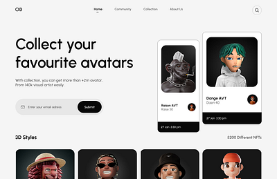 3D Avatars Web Design 3d animation design dribble figma graphic design nft studio ui uiesign uiuxdesign ux webdesign