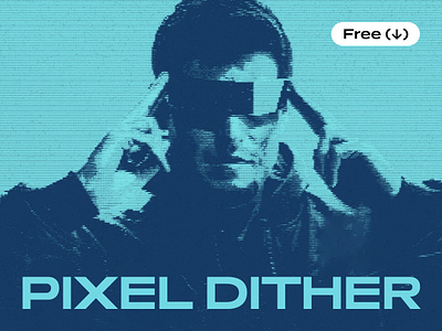 Pixel Dither Photo Effect blue cyberpunk download duotone free freebie glitch lines matrix pixel pixelbuddha psd retro screen stripes vhs vintage virtual vr