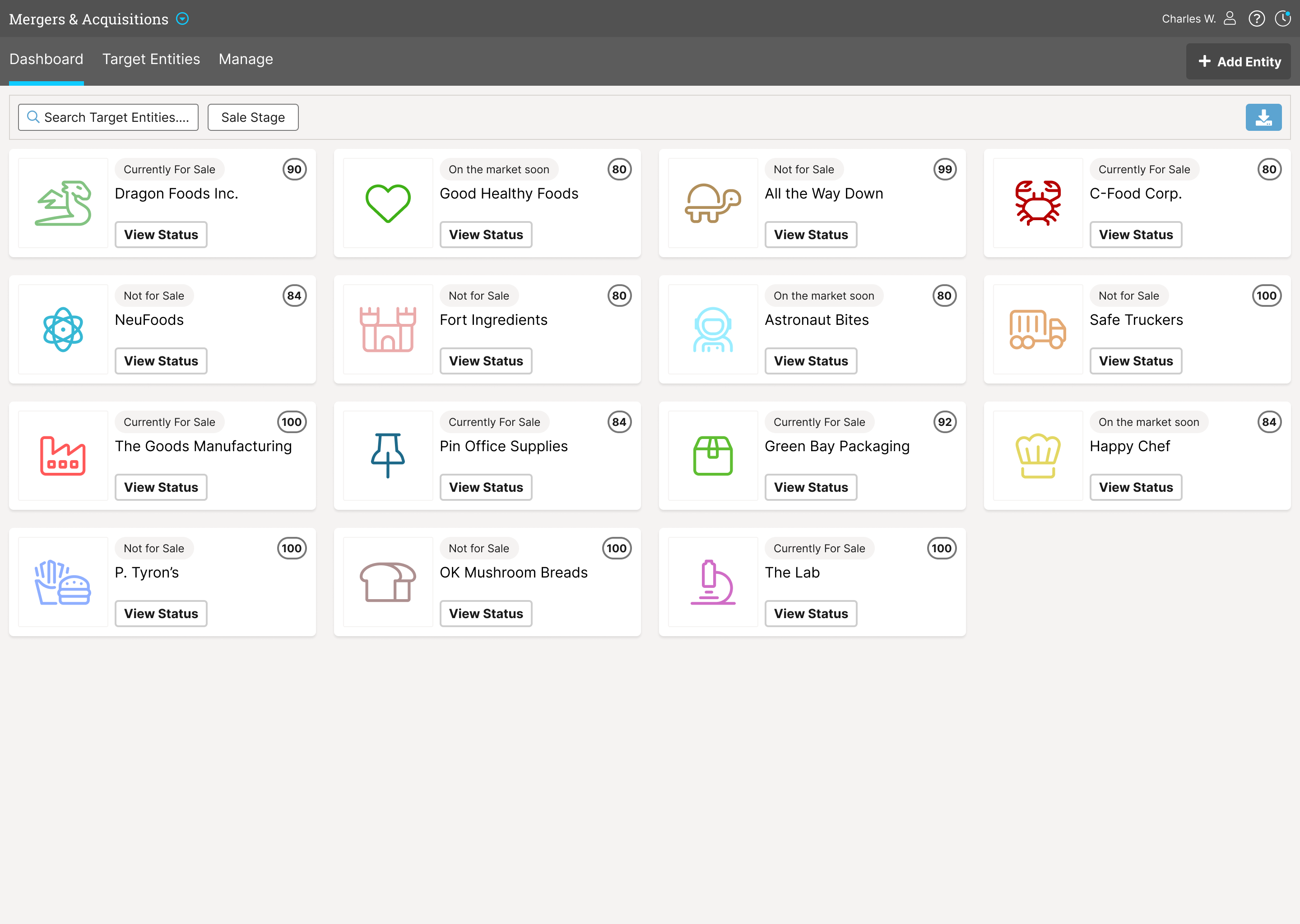 Mergers & Acquisitions Dashboard dashboard enterprise software interface ui