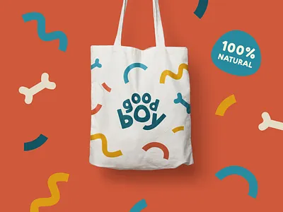 GoodBoy Dog Treats brand identity branding design dog dog food dog logo doggie graphic design illustration logo logo design packaging pet food pet logo tote bag