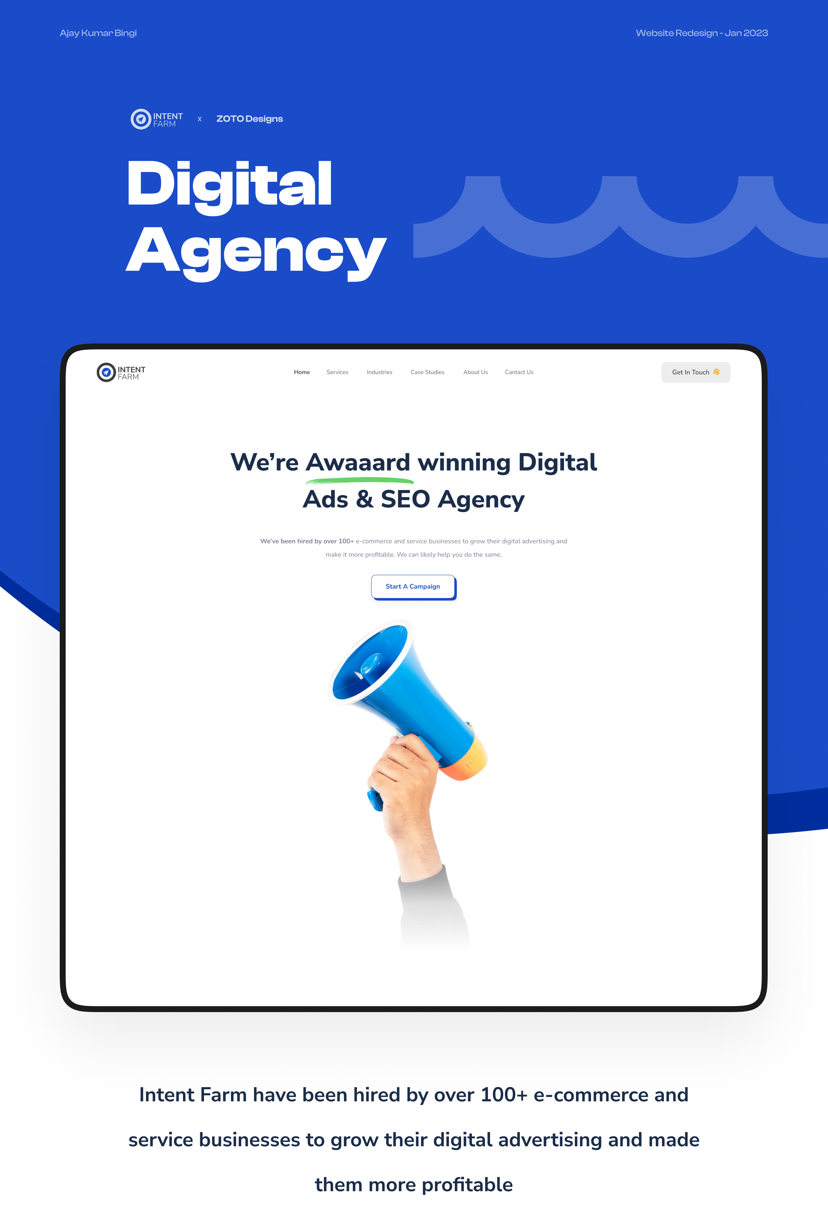 IntentFarm - Digital Agency - Case Study. adobe xd agency branding casestudy design figma landing page marketing portfolio seo ui ui design ui ux uiux ux ux design web web design website