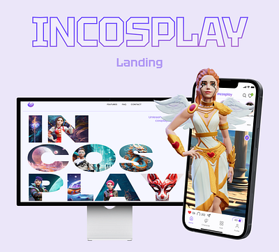 Cosplay project / Landing for mobile app branding colors cosplay daily design figma futuristic interface landing midjourney mobile app purple ui user experience user interface uxui violet website