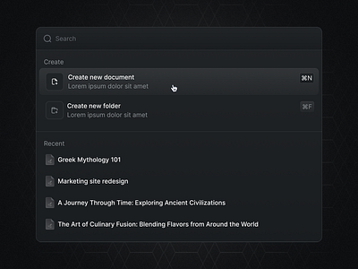 💫 Command Bar UI button design command command bar dark mode dark ui file design icon design modal design search search bar