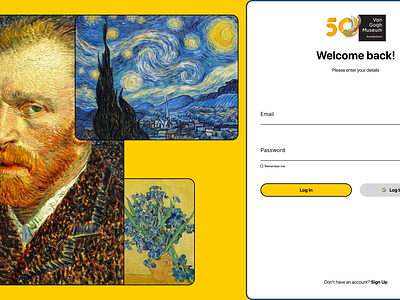 Van Gogh Museum Login Page art graphic design loginpage museum ui vangogh vangoghmuseum