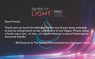 Hilton "Ignite The Light" Thank You Note design graphic design illustration logo typography