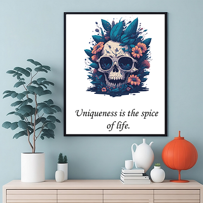Boho Skull Wall Art With Quotes abstract art aesthetic aesthetic print aesthetic printable aesthetic wall art artist boho design illustration motivational skull unique