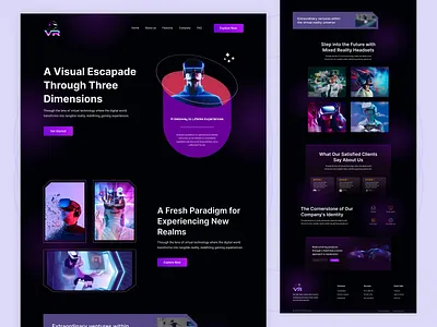 Virtual Reality Landing Page artificial intelligence augmented reality branding community engagement dark design future futuristic landing page magic meta metaverse modern technology ui ux virtual reality virtual world vr website