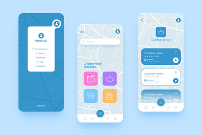 Latest Pickup Location App UI Design app design down gps graphic design location location tracker map mock navigation pick up location pin route search tracker ui ux
