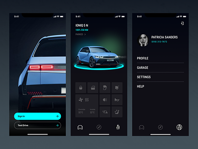 IONIQ 5 N Driver App app auto car driver hyundai mobile profile sign in tesla ui