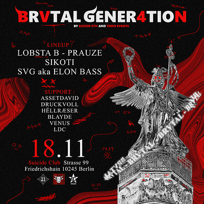 BRVTAL GENER4TION flyers album artwork cover design flyer flyers german graphic design illustration modern music party techno venue