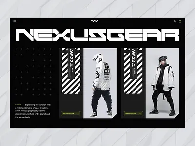 NEXUSGEAR - hero section challenge 03/15 brand identity branding cyberpunk design ecommerce eshop graphic design hero hero section landing page shop techwear ui ux