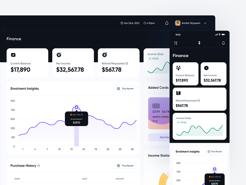 Education SaaS - Finance account admin panel analytic courses dashboard design e learning edu tech education education saas filllo finance money onlinelearning saas school tutor ui uiux web design