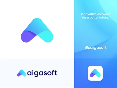 Aigasoft - Logo Design branding company logo design geometric graphic design illustration it letter a logo logo minimal logo modern logo phencils saas software logo ui vector