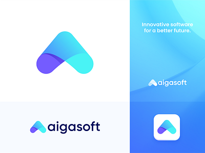 Aigasoft - Logo Design branding company logo design geometric graphic design illustration it letter a logo logo minimal logo modern logo phencils saas software logo ui vector