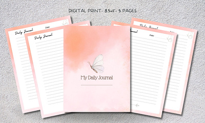 Watercolor Aesthetic Daily Journal Cover 8.5x11" design illustration print typography