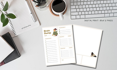 "Brain Dump Task Organizer" Bullet Journal - 8.5x11" design illustration print typography
