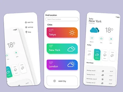 Climeta – Weather App UI Design for iOS & Android (Figma) android weather ui app design app ui design figma ui ios ui ui ux weather app design weather app ui