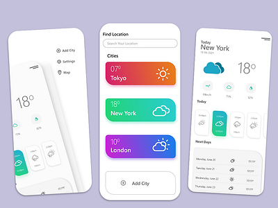 Weather App Design : IOS Android UI UX Designer app design app ui design ui ui ux ux weather app design weather app ui