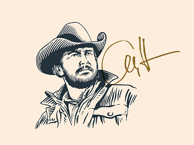 Cole Hauser Illustration coffee cowboy illustration yellowstone