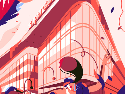 Cover illustration for brochure about Supersam in Katowice archiillustration architecture supersam