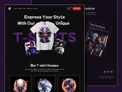 👺 Landing Page for Cyberpunk-Inspired Japanese Tees design hero landing page logo shop t shirt ui